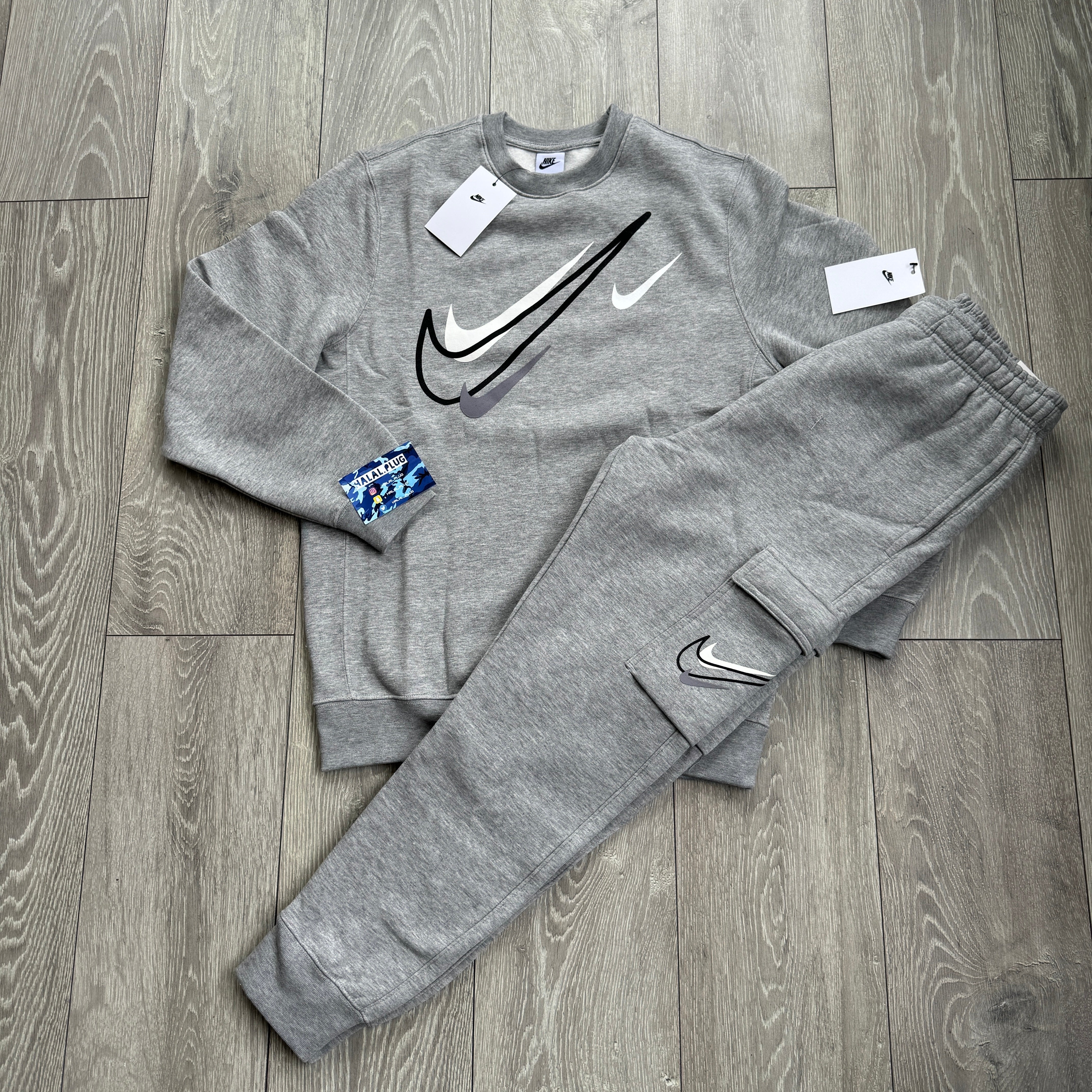 Nike fashion swoosh tracksuit grey